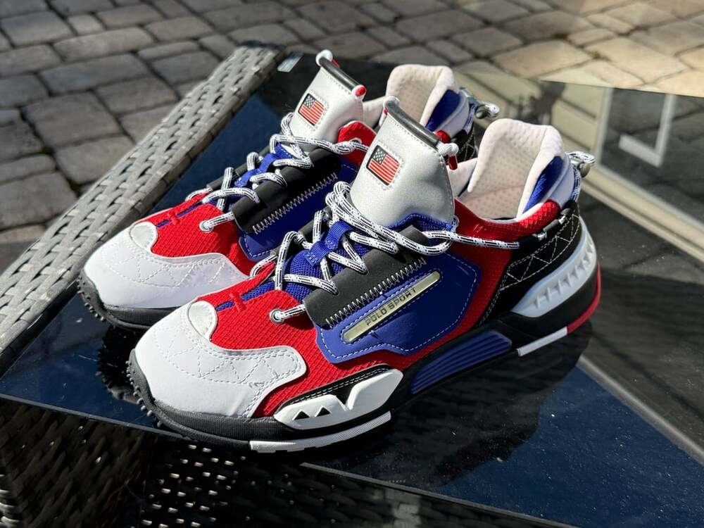 Polo Ralph Lauren PS200 Size 9.5 Red Blue White Sneakers